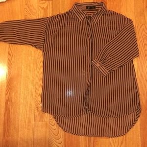 Sheer Striped High-Low Blouse